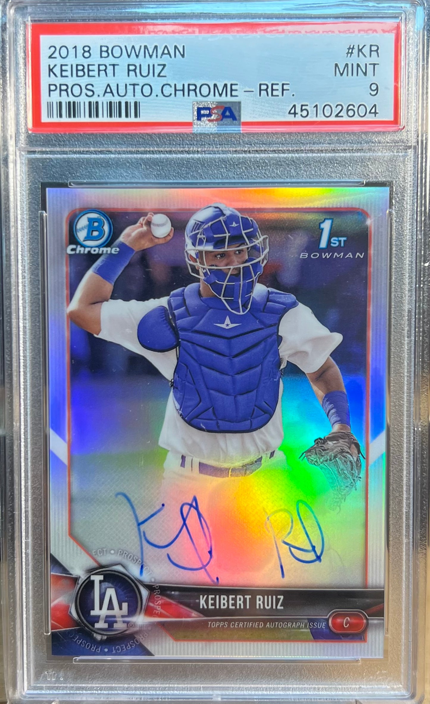 2018 BOWMAN PROSPECT AUTOGRAPHS KEIBERT RUIZ CHROME-REFRACTOR /499 #CPA-KR PSA 9 MINT