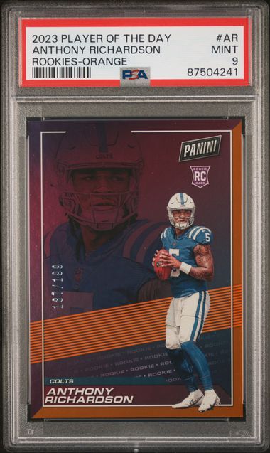 2023 PANINI PLAYER OF THE DAY ROOKIES ANTHONY RICHARDSON ROOKIES-ORANGE /199 #AR PSA 9 MINT