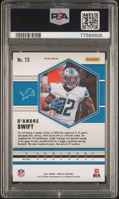 2021 PANINI MOSAIC D’ANDRE SWIFT HONEYCOMB #73 PSA 9 MINT