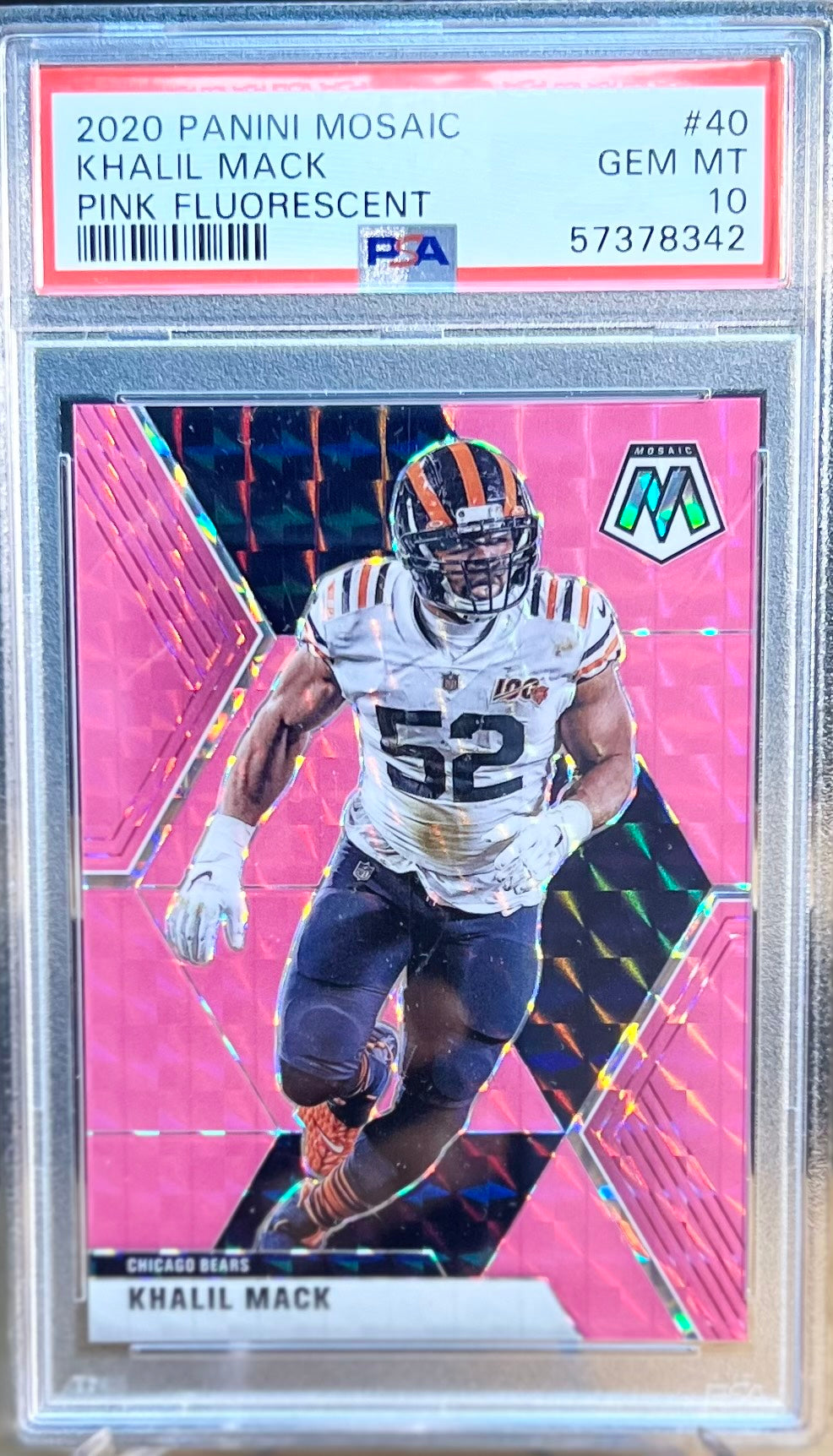 2020 PANINI MOSAIC KHALIL MACK PINK FLUORESCENT /10 #40 PSA 10 GEM MT