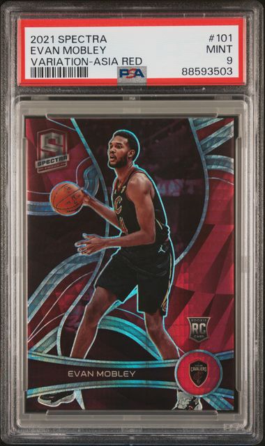 2021 PANINI SPECTRA EVAN MOBLEY VARIATION-ASIA RED #101 PSA 9 MINT