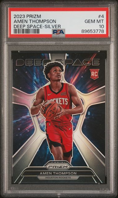 2023 PANINI PRIZM AMEN THOMPSON DEEP SPACE SILVER #4 PSA 10 GEM MT