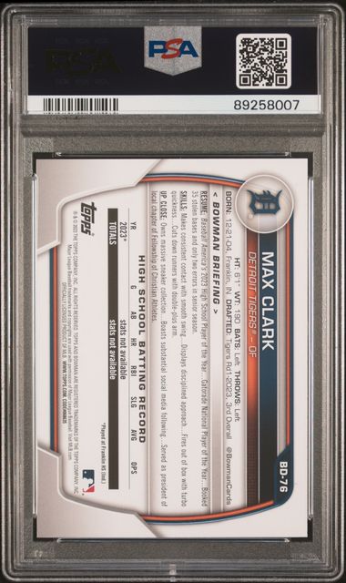 2023 BOWMAN DRAFT MAX CLARK #BD-76 PSA 10 GEM MT