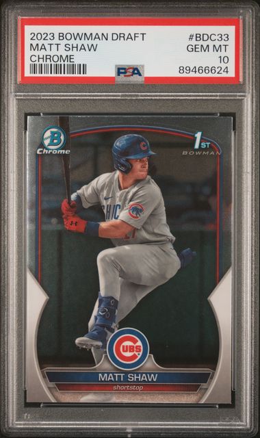 2023 BOWMAN DRAFT MATT SHAW CHROME #BDC-33 PSA 10 GEM MT