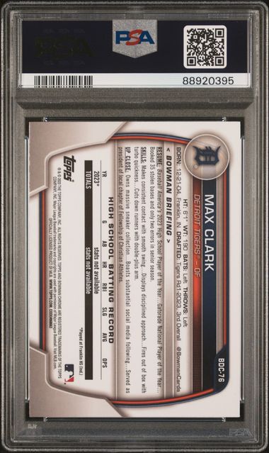 2023 BOWMAN DRAFT MAX CLARK CHROME #BDC-76 PSA 10 GEM MT