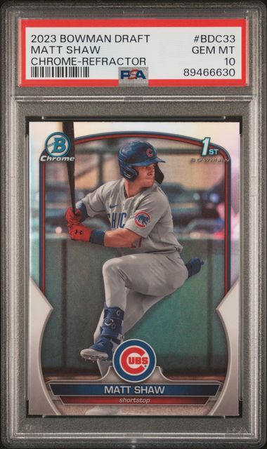 2023 BOWMAN DRAFT MATT SHAW CHROME-REFRACTOR #BDC-33 PSA 10 GEM MT