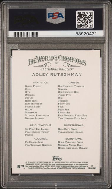 2023 TOPPS ALLEN & GINTER ADLEY RUTSCHMAN #68 PSA 10 GEM MT