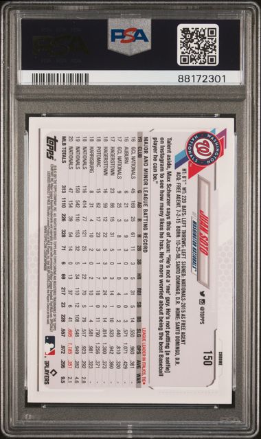 2021 TOPPS CHROME JUAN SOTO SP REFRACTOR #150 PSA 10 GEM MT